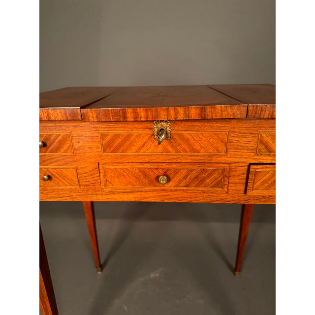 Late 19th Century 19th Century French Louis XVI Style Inlaid Mahogany Vanity With Mirror, Circa 1870 For Sale - Image 5 of 18