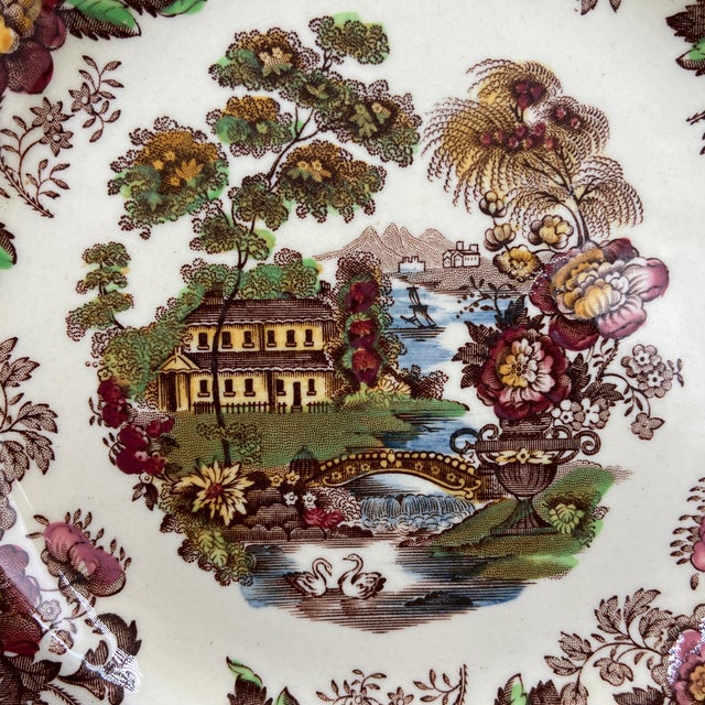 Vintage Royal Staffordshire "Tonquin" Mulitcolor Salad Plates by Clarice Cliff – Pair For Sale - Image 9 of 12