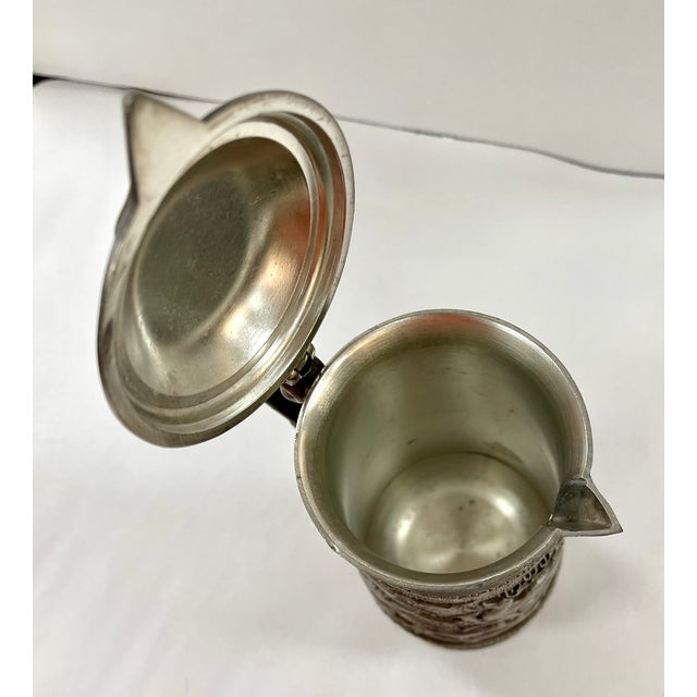 Vintage Pewter Embossed Hunting Scene Lidded Pitcher For Sale In Dallas - Image 6 of 11