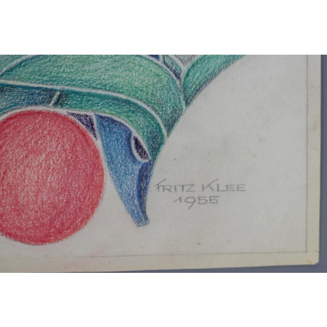 Blue Fritz Klee, Abstract Composition, Germany, 1955, Drawing For Sale - Image 8 of 17
