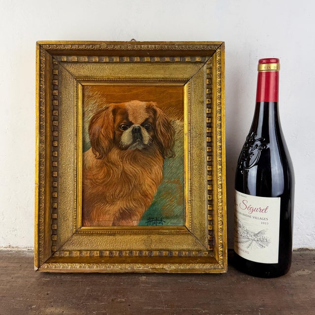 Pekingese Dog Portrait, Oil on Panel, 20th Century, Framed For Sale - Image 10 of 12