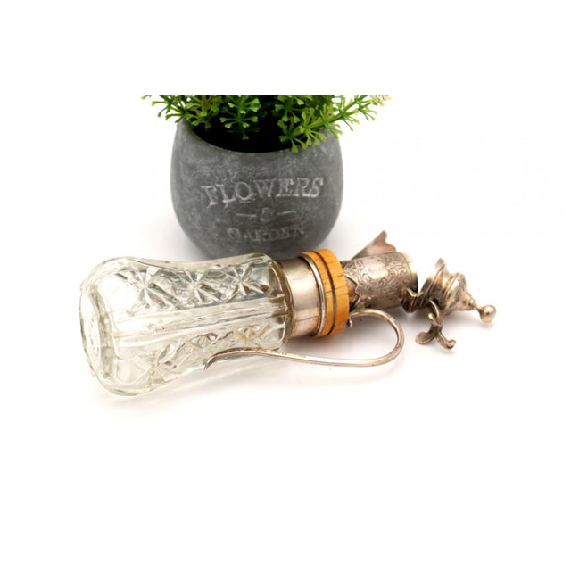 Cut Glass Jar with Silver Lid and Frame For Sale - Image 4 of 7