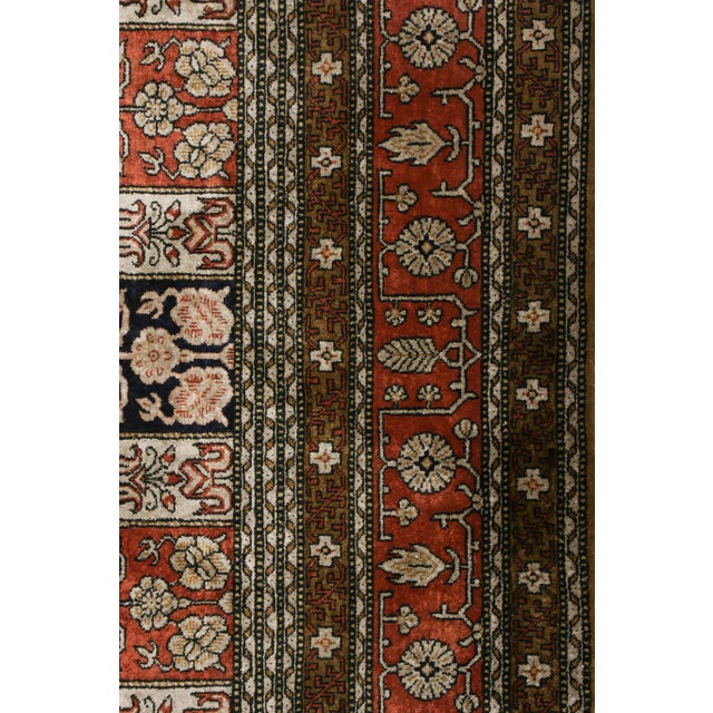 Hand-Knotted Vintage Persian Qum Rug in Red and Beige-Brown Floral Pattern For Sale - Image 4 of 5
