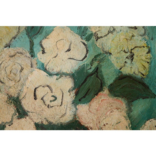 Wood 1950s Mid Century Impressionist Erik Martin Flowers Still Life Painting For Sale - Image 7 of 16