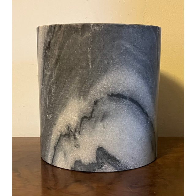 Mid-Century Modern Mid-Century Italian Gray Marble Cylindrical Brush Pot or Wine Cooler Bottle Coaster For Sale - Image 3 of 12