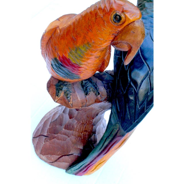 Hand-Carved Hardwood Macaw Parrot Sculpture Vintage 1970s - Peruvian For Sale - Image 4 of 14