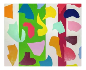 Contemporary Abstract Oil on Canvas Painting "Shapely Controversy" by Dana Gordon
