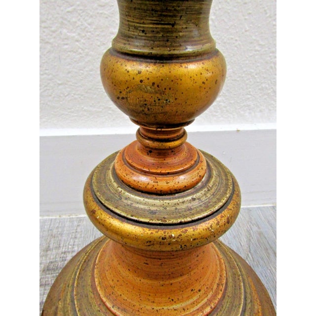 Chapman Manufacturing Company Vintage Parcel-Gilt Wood Candlestick Floor Lamp With Acanthus Leaf Accent Italy For Sale - Image 4 of 16