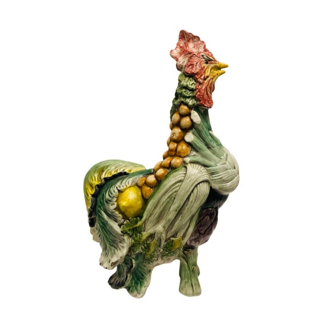 Vintage Italian Majolica Vegetable Rooster Colorful Art Pottery For Sale In Atlanta - Image 6 of 8