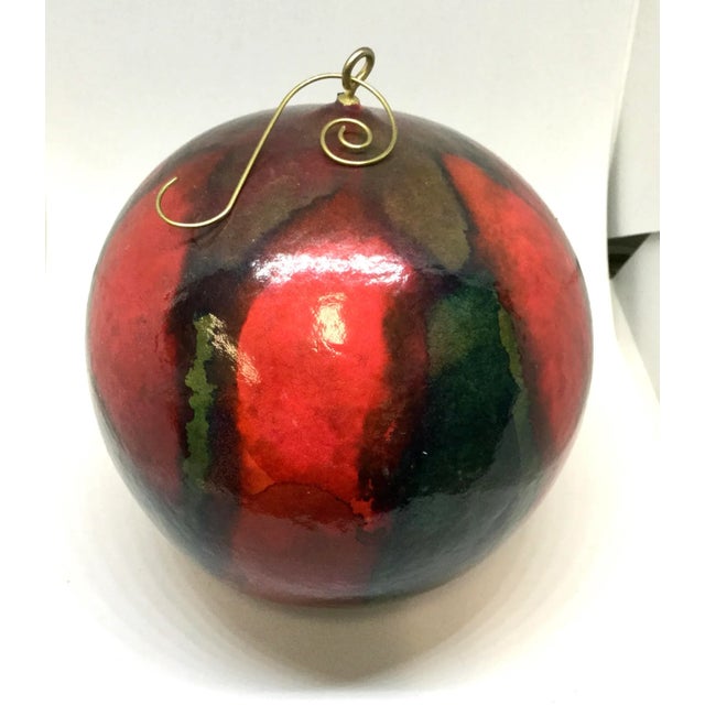 Art Deco Large Round Vintage Gourd Hand Painted Hanging Ornament For Sale - Image 3 of 11