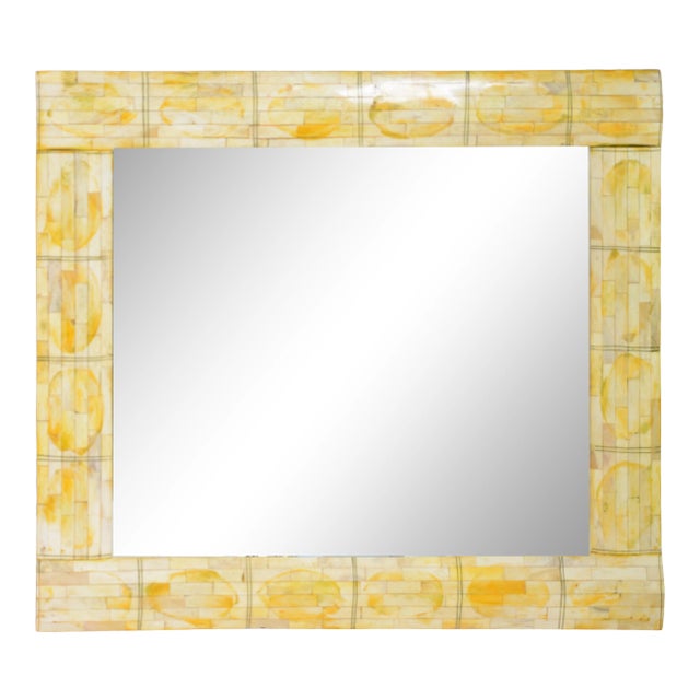 Vintage Mirror With Decorative Frame of Beef Bone Slices For Sale