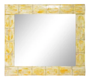 Vintage Mirror With Decorative Frame of Beef Bone Slices