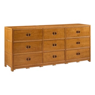 Michael Taylor for Baker Mid Century 9 Drawer Mahogany Lowboy Dresser For Sale
