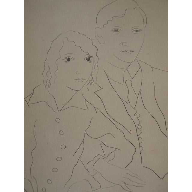 Léonard Tsuguharu FOUJITA (1886-1968) The bride and groom (Portrait of Claire and Yvan Goll), 1926 Original etching Signed...