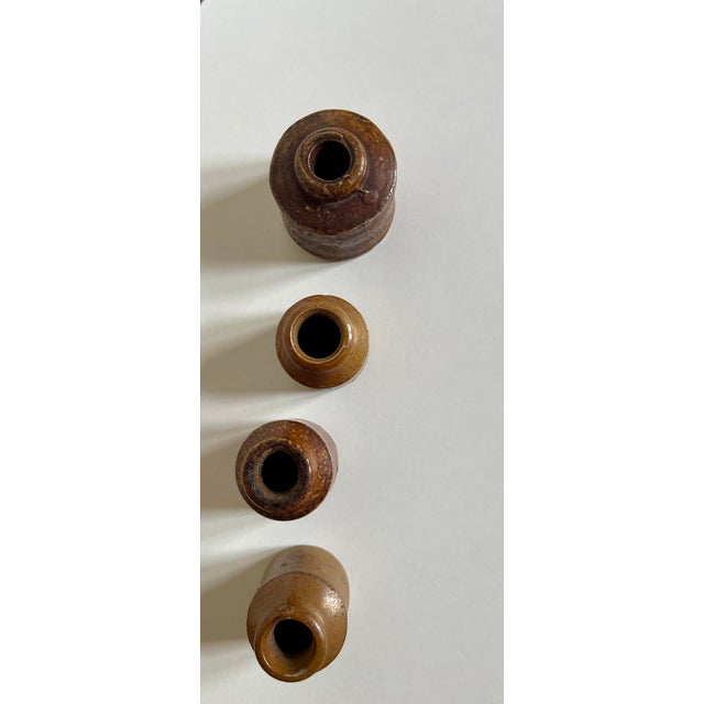 Late 18th Century The Victorian School Room Set of 4 Salt-Glazed Stoneware Ink Pots, C 1880 Pair of Antique Victorian Stoneware Master Jars (Coordinates With Set of 4 For Sale - Image 5 of 14