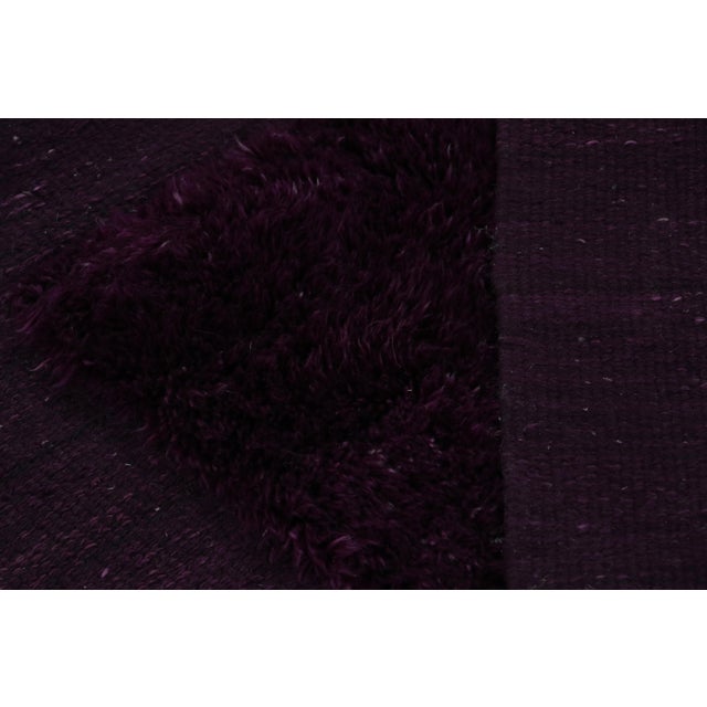 Rug & Kilim’s Moroccan Rug With Purple Geometric Pattern in a High-Low Texture For Sale In New York - Image 6 of 8