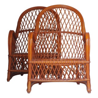 Italian Wicker Armchairs from Gervasoni, 1970s, Set of 2 For Sale