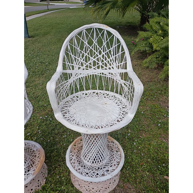 1960s Pair of Russel Woodard Set Barstools Spun Fiber For Sale In Orlando - Image 6 of 7