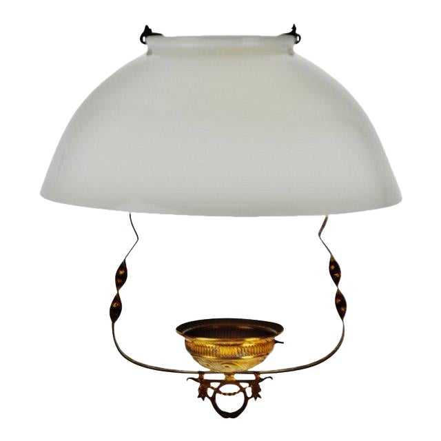 Vintage Hanging Oil Lamp Holder With Milk Glass Shade Chairish