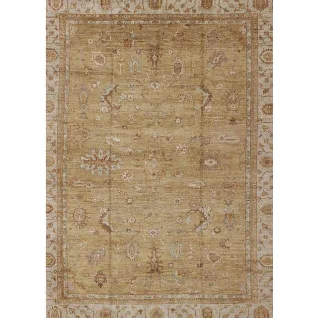 Large Angora Wool Oushak Rug by Keivan Woven Arts in Gold Color 12'5'' X 15'8'' For Sale - Image 4 of 12