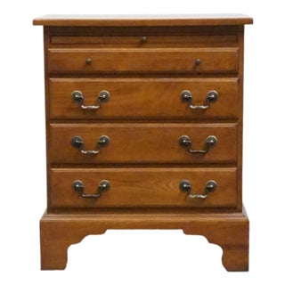 Keller Furniture Solid Oak Early American Colonial Revival 24" Four Drawer Nightstand 2650 For Sale