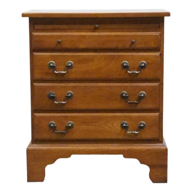 Keller Furniture Solid Oak Early American Colonial Revival 24" Four Drawer Nightstand 2650 For Sale