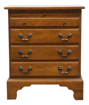 Keller Furniture Solid Oak Early American Colonial Revival 24" Four Drawer Nightstand 2650