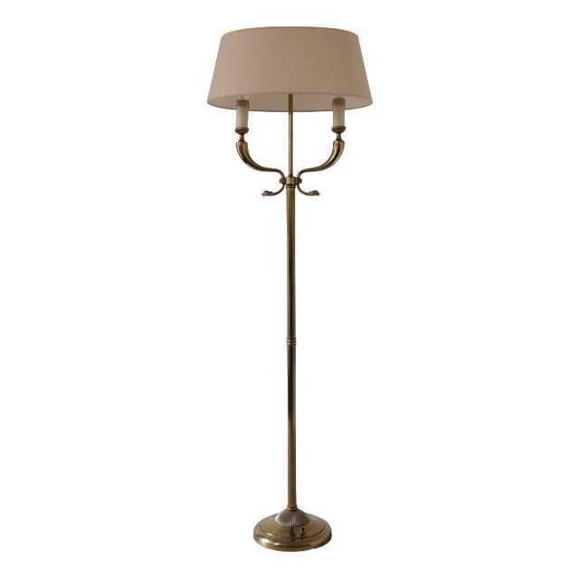 Neoclassical Brass Floor Lamp from Maison Jansen, France, 1960s For Sale