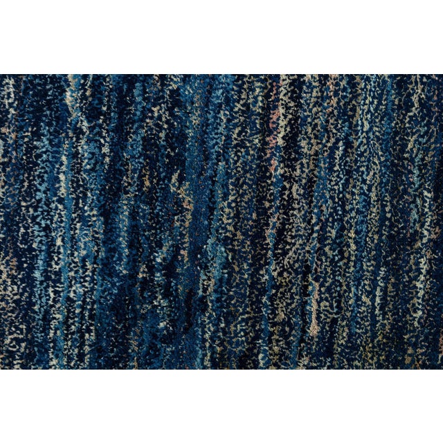 Doris Leslie Blau Vintage Chinese Floral Navy Blue Hand-Knotted Wool Rug For Sale - Image 9 of 10