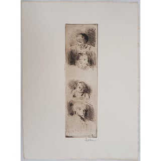 Maximilien Luce, La Fratrie (Study of Four Children), 1890, Original Engraving For Sale