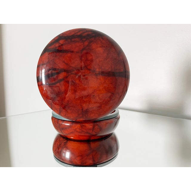1970s Italian Round Red Alabaster Hinged Trinket Box | Chairish