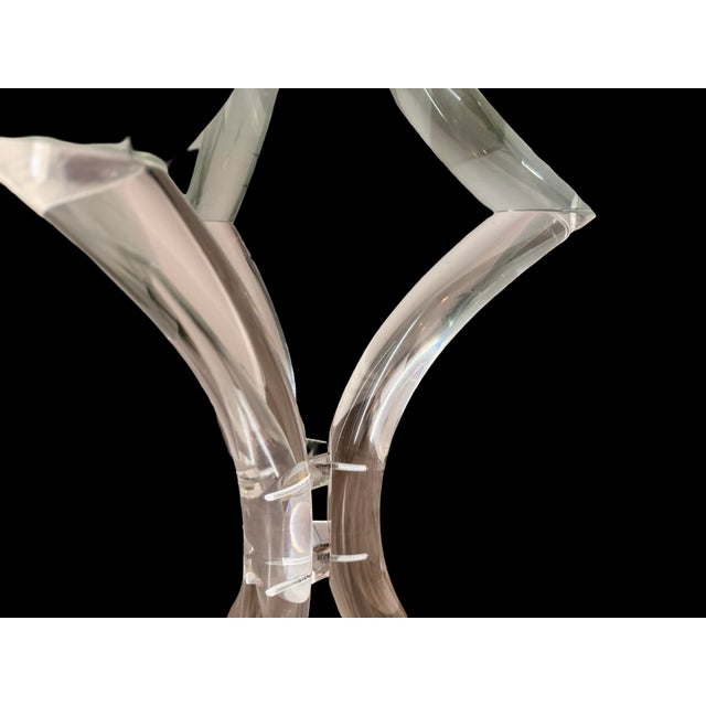 Mid-Century Modern 1970s Charles Hollis Jones-Inspired 3-Prong Lucite Vintage Dining Table For Sale - Image 3 of 11