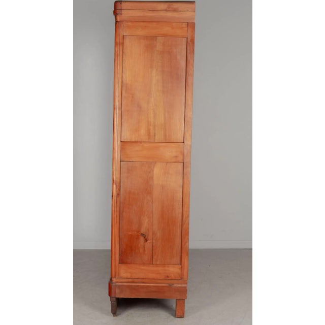 Auburn 1920s Art Deco Carved Floral Armoire French Cherrywood With Mirror & Matching Marble-Topped Nightstand - Set of 2 For Sale - Image 8 of 9