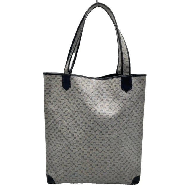 20th Century Gucci Navy Leather and Microguccissima Monogram Canvas Tote Bag For Sale - Image 9 of 18