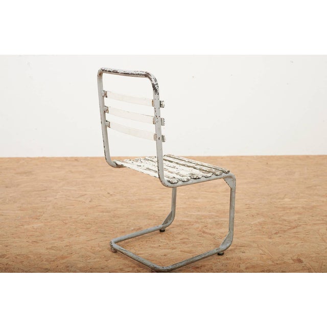 Children's Chair with Galvanized Tubular Steel Frame and White-Painted Wooden Slats, 1930s For Sale - Image 12 of 12