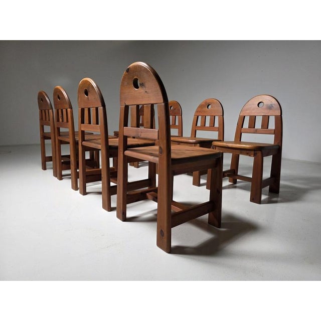 Solid Pine Dining Chairs from Wasa Mōbel, 1970s, Set of 8 For Sale - Image 3 of 13