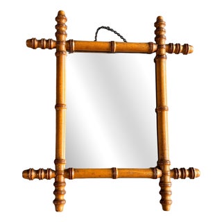 Faux-Bamboo Wall Mirror, France, 1940s For Sale