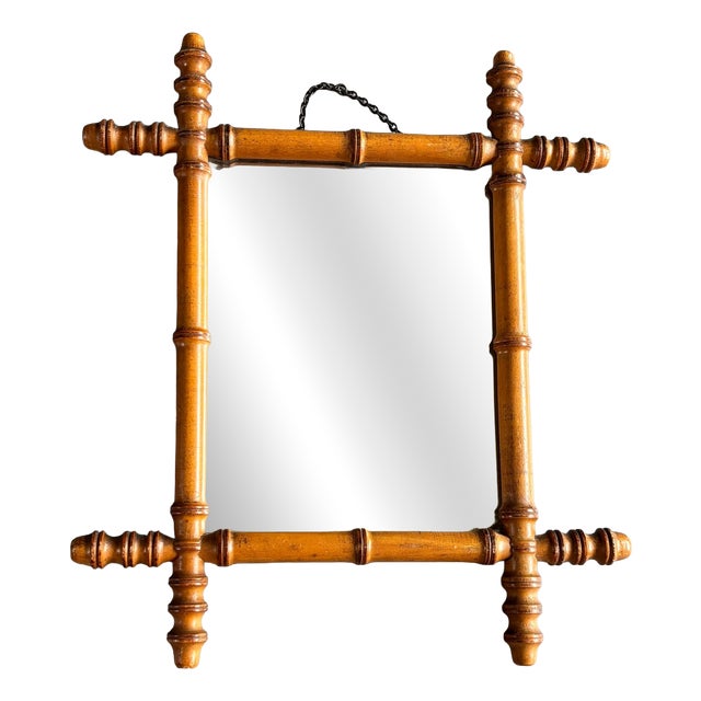 Faux-Bamboo Wall Mirror, France, 1940s For Sale