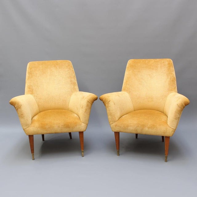 Set of Mid-Century Modern Italian Armchairs in Golden Velvet, 1950s For Sale - Image 12 of 12