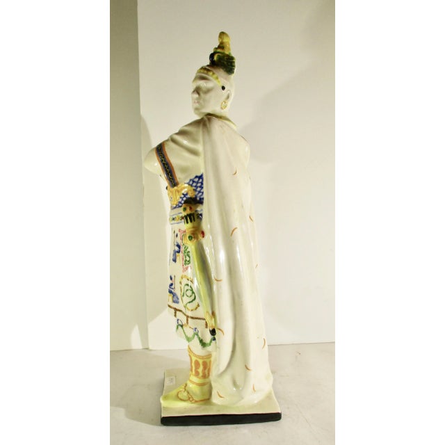 Unusual Italian glazed ceramic of Caruso, cast in ceramic and painted in sleek early 20th-century graphic style. Factory...