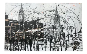 Abstract Expressionist Painting New York Skyline by Tom Christopher