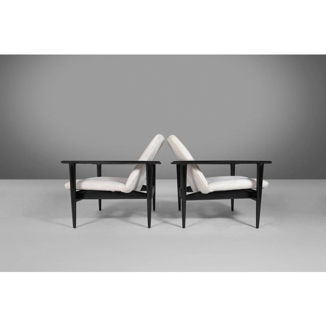 Ebonized Danish Modern Lounge Chairs Attributed to Hans Wegner - Newly Upholstered - A Pair For Sale - Image 11 of 11