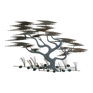 1980s Curtis Jere Bonsai Tree Wall Sculpture