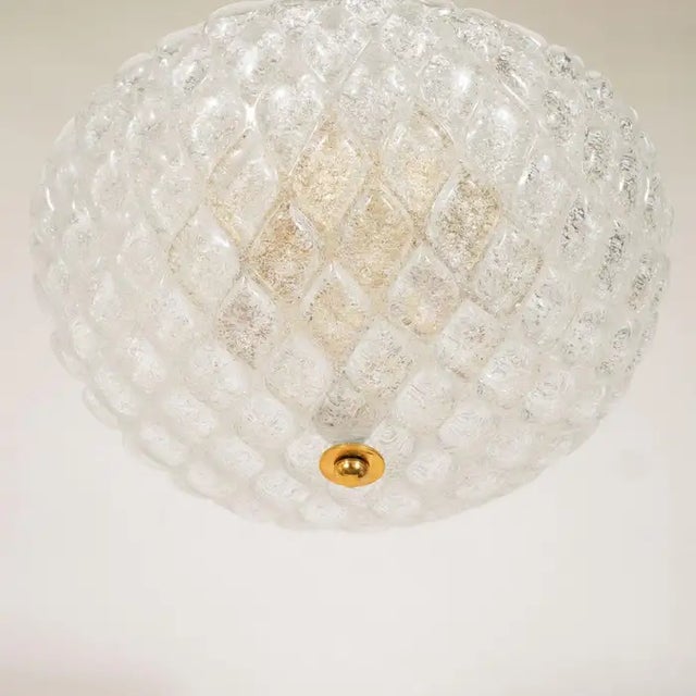 1960s Textured Lattice Glass Flush Mount For Sale In New York - Image 6 of 9