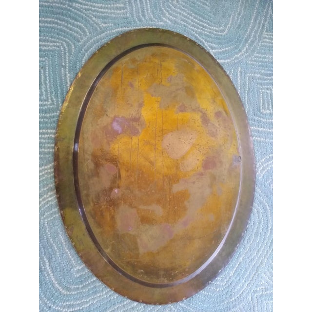 1970s 1970s Brass Oval Pie Crust Edge Tray For Sale - Image 5 of 7