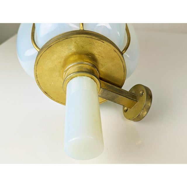 Large Gilted Metal and Iridescent Murano Glass Sconce, 1940s For Sale - Image 14 of 16