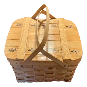 1980s Basketville Putney Vt Hand-Painted Picnic Basket