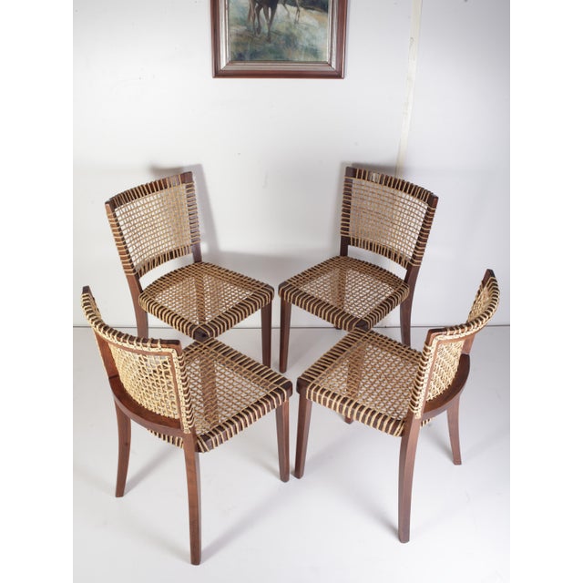 Brown Raffia Woven Dining Chairs by Jan Vaněk for P.M.B., 1930s, Set of 4 For Sale - Image 8 of 18
