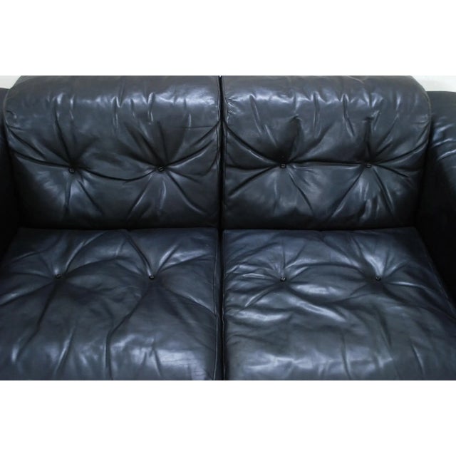 Black Leather Two-Seater Sofa from De Sede, 1970 For Sale - Image 9 of 18