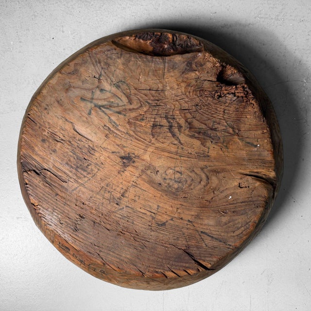 Vintage Japanese Wooden Dough Bowl, 1920s For Sale - Image 14 of 15
